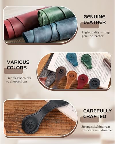 Personalized Magnetic Leather Bookmark Custom Engraved Name Text Bookmarks Customized Magnet Book Marks for Women Men Book Lovers Readers Travelers (Retro) - color: Retro