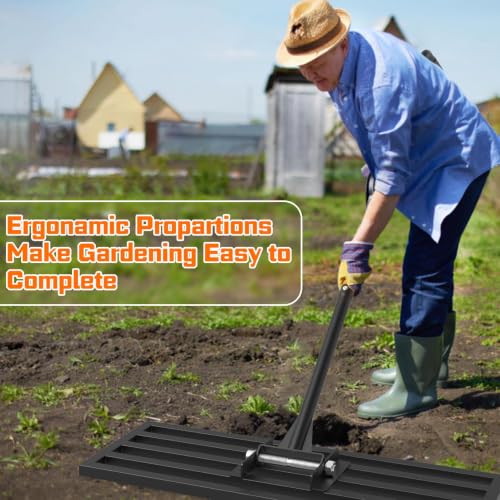 COZEER 30" x 10" Leveling Rake,Leveler Tool with 78" Adjustable Handle | Heavy Duty ＆ Sturdy, Anti-rust, for Garden, Golf Course, Farm and Pasture