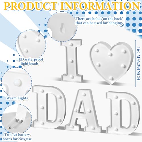 Aurelema 5 Pcs Fathers Day Decorations Love You Dad LED Letter Light Sign Battery Powered Father's Day Centerpieces for Dad from Daughter Son for Home Party - size: 8.27 inches, style: Father's Day