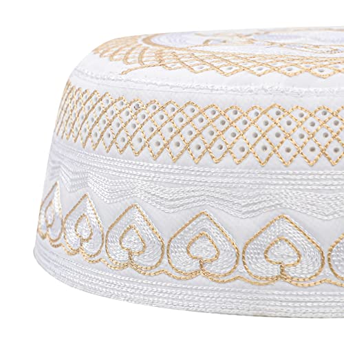 TINAYAUE Men Islamic Worship Prayer Headwear Eid Ramadan Prayer Muslim Cap Saudi Arabia Kufi Hat Mosque Madrassa Egyptian Hat - color: Yellow