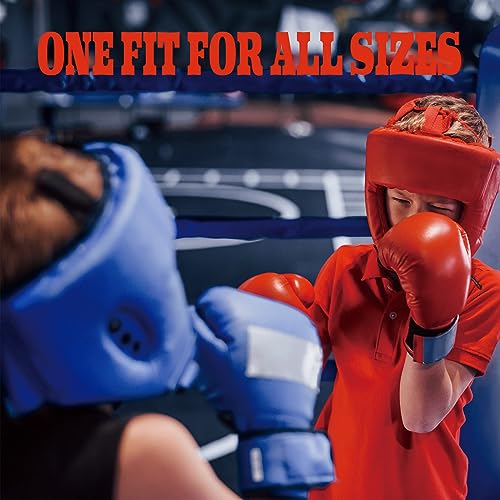 2 Pack Boxing Headgear Equipment for Taekwondo, Sparring, MMA, Muay Thai - Safety Helmet Protective Gear for Men Women Beginners - color: Blue,Red