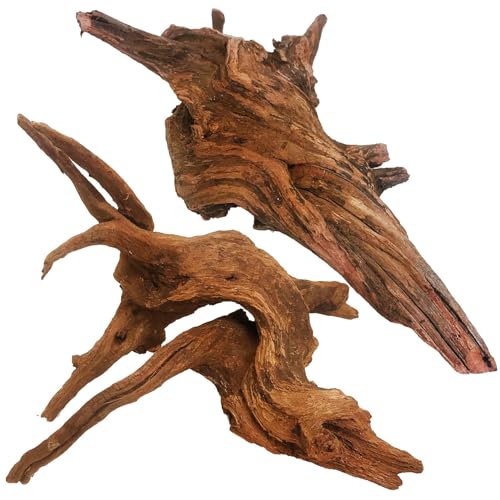 kathson Natural Large Aquarium Driftwood Decoration Branches Reptiles Terrarium Ornament Wood Fish Tank Habitat Decor Assorted Sizes Wood 2 PCS (10"-14") - size: L:2 Pack(10 - 14 inches)
