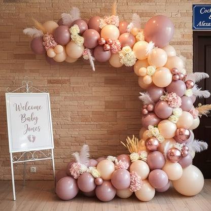 RUBFAC Dusty Pink Balloons 129pcs Different Sizes Pack of 18 12 10 5 Inch - color: Dusty Pink