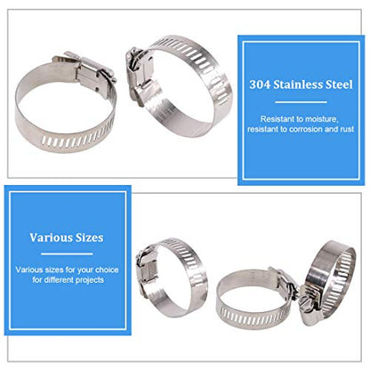 Glarks 20Pcs 304 Stainless Steel Adjustable 21-44MM Range Worm Gear Hose Clamps Assortment Kit, Fuel Line Clamp for Water Pipe, Plumbing, Automotive and Mechanical Application (21-44MM) - size: 21-44MM