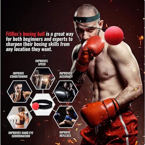 Boxing Reflex Ball Set with 4 Training Balls, 2 Adjustable Headbands, Speed Training Equipment for Hand Eye Coordination, Combat Sports