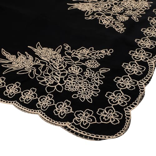OhMill Black Hijab Scarf Soft Floral Embroidered Chiffon Headscarf Lightweight Lace Scarves Long Shawl Wrap for Women Wedding - color: Flower 2