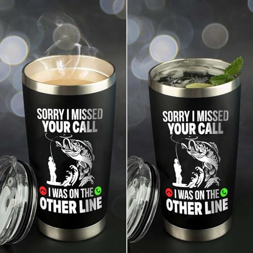 Funny Fish Gifts for Men - Sorry I Missed Your Call I Was On The Other Line Fish Tumbler - Fish Cup for Men - Fathers Day Christmas Birthday Fisherman Gifts - Fisherman Retirement Gift - color: Fishing