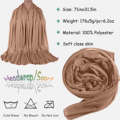 ZRQ 1 Pieces Camel Stretch Hijab Extra Long Solid Color African Shawl Hair Scarfs Jersey Turban Fashion Head Scarf Soft Head Wraps for Black Women - color: Camel