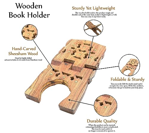 Wooden Holy Quran Sharif Book Reading Holder Rihal Stand Foldable | Handmade Holy Quraan Books Folding Rehal Stand Best Kuran Shelf Items Wedding Gifts for Bride Size : 12 Inch