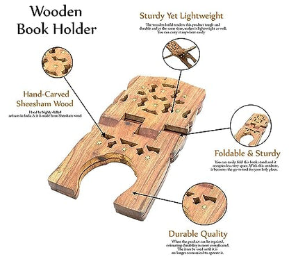 Wooden Holy Quran Sharif Book Reading Holder Rihal Stand Foldable | Handmade Holy Quraan Books Folding Rehal Stand Best Kuran Shelf Items Wedding Gifts for Bride Size : 12 Inch