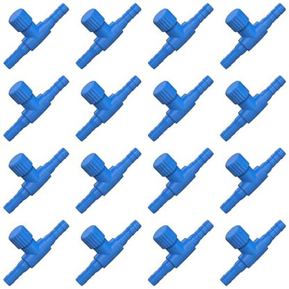 Honoson 30 Pieces Aquarium Air Control Valve T Shaped Air Pump Control Valves Single Way Plastic Flow Regulator for 4 mm Hose Line Tubing Connector(Blue) - color: Blue