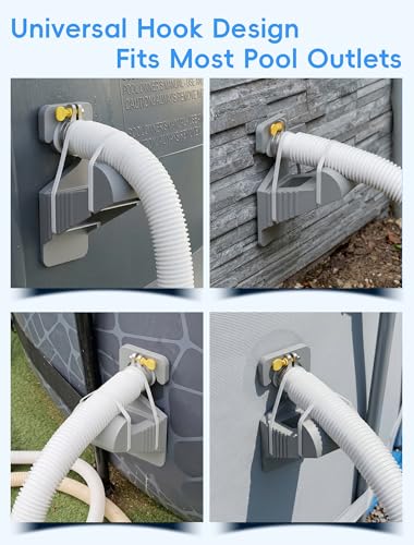 SHAPON 2Pcs Swimming Pool Pipe Holders, Above Ground Pool Accessories Compatible with Intex Pools, Pool Hose Support Bracket – Prevents Pipe Sagging for Pool Accessories | UV-resistant plastic, fits 0.95-1.75 in outlets, hook-on design, includes 5 zip tie