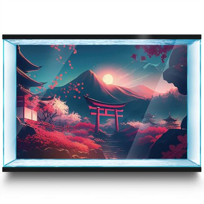 Aquarium Background Stickers - Japan Torii Fuji Sakura Self-Adhesive Fish Tank Reptile Terrarium Decor Poster (75 x 50 cm / (29.5 x 19.6 inches)) - size: 75 x 50 cm / (29.5 x 19.6 inches)