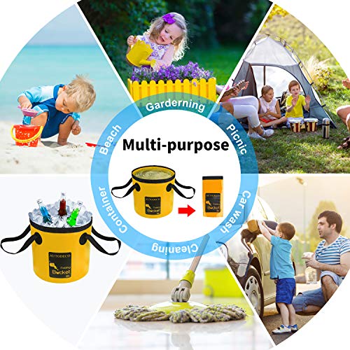 2 Pack Collapsible Bucket 5 Gallon Container Folding Water Bucket Portable Wash Basin for Outdoor Travelling Camping Fishing Gardening Car Washing 20L - color: Yellow