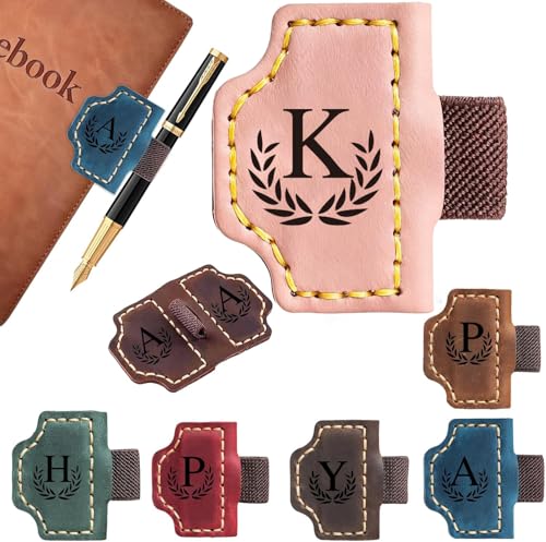 Custom Bygone Mark Bookmark with Pen Holder, 26 Letters Name Initial Erebloom Personalized Magnetic Leather Book Mark, Magnetic Pen Holder Bookmark for Reading Men Women (Pink, K) - color: Pink, size: Initial K