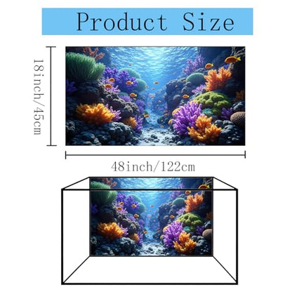 3 Pack Aquarium Background 48x18 inches Fabric Aquarium Background Fish Tank Undersea Corals Sunshines Rock Aquatic Plants - size: 48X18inch