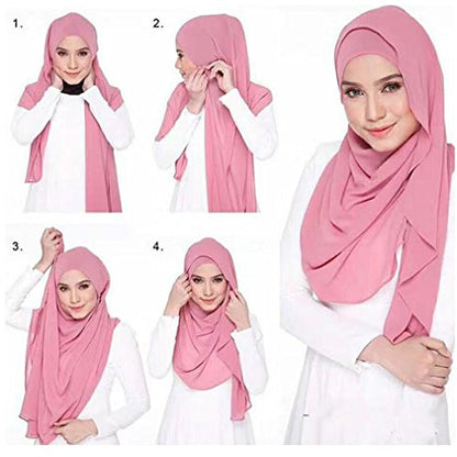 LMVERNA Solid Color Bubble Chiffon Scarf for Women Fashion Soft Hijab Long Scarfs Wrap Scarves - color: Nude