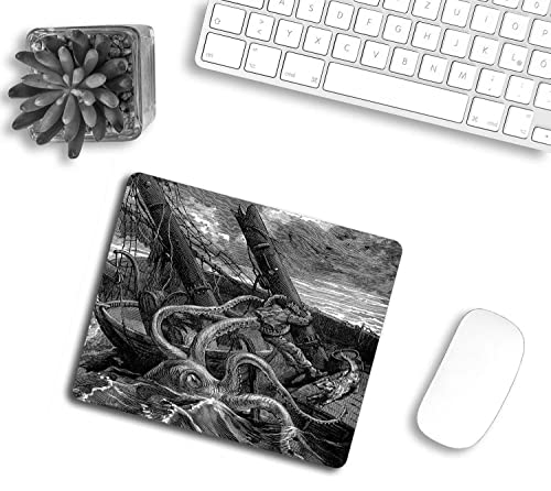Mouse Pad,Ocean Octopus and Ship Pattern Customized Non-Slip Rubber Base Mousepads, Computer Mouse Pads for Wireless Mouse 9.5×7.9×0.12 inches - color: TSP87
