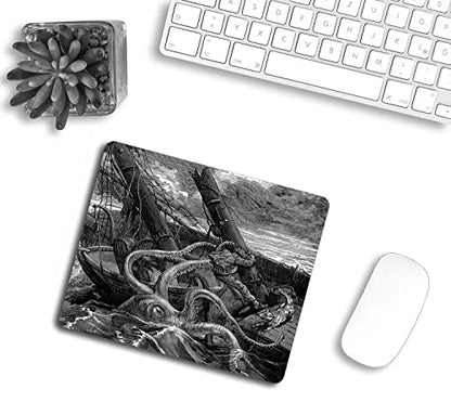 Mouse Pad,Ocean Octopus and Ship Pattern Customized Non-Slip Rubber Base Mousepads, Computer Mouse Pads for Wireless Mouse 9.5×7.9×0.12 inches - color: TSP87