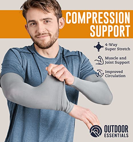 OutdoorEssentials UV Sun Sleeves for Men & Women, Cooling Arm Sleeves UPF 50+ | Golf, Tattoo Cover Up, Sun Protection - color: (6 Pairs): 2 Black, 2 Dark Gray, 2 White