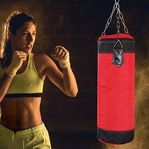 Bnineteenteam Heavy Punching Bag,Training Boxing Bag with Chain for Adults Men Women(Empty) - color: Red, size: 60 cm