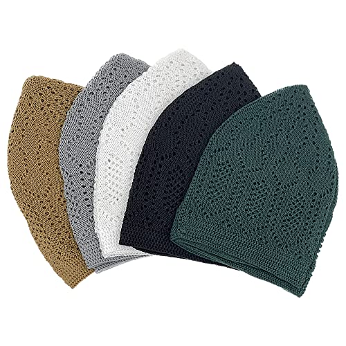 Modefa Turkish Islamic Kufi Takke - Cotton Blend Knit Cap - One Size Fits Most Skullie Beanie Taqiyah - Prayer Cap Muslim Men - color: Grey