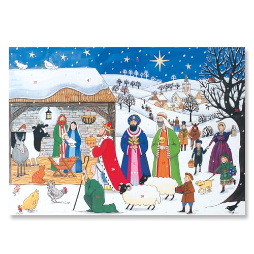 Traditional Advent Calendar - Alison Gardiner Nativity Design - Paper Holiday Countdown Calendar - Large 11.7x16.5 inches - color: Nativity