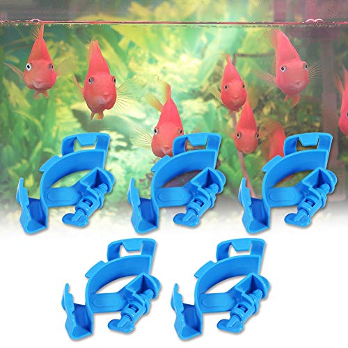 Fish Tank Aquarium Hose Holder, Plastic Filter Pipe Clip, Blue 5 Pcs - Durable Material, Stable Grip, Easy Mounting for Aquarium Cleaning