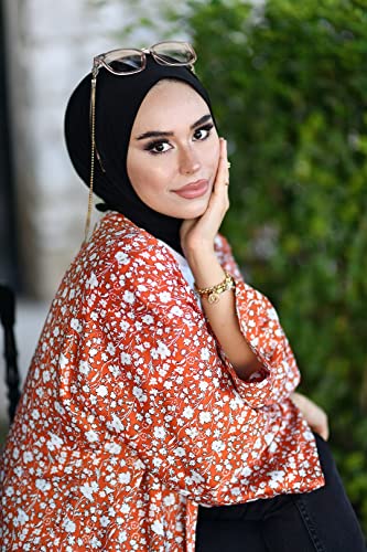 para life Snap Hijab for Women, Breathable Instant Hijabs|Standard Size Stretchable Cotton Sandy|Jersey Undercap - color: Black