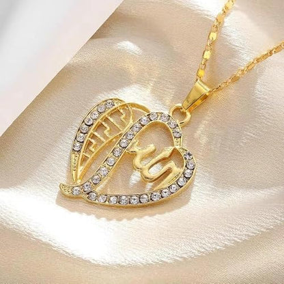 Exquisite Shining Zircon Love Heart Islamic Muslim Quran Allah Pendant Necklace for Women Fashion Hip Hop Ramadhan Jewelry