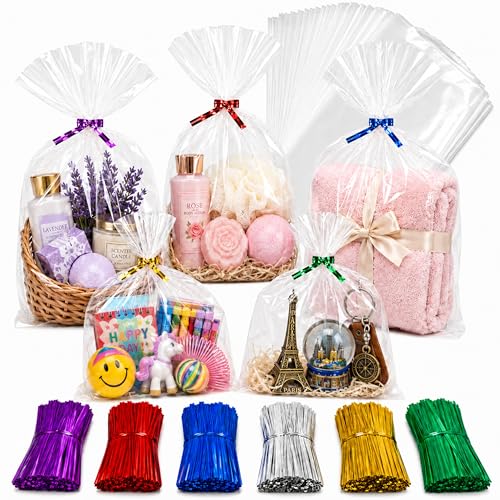 9x12 Cellophane Gift Bags with Ties 200 Clear Gift Basket Bags - size: 9'' x 12''