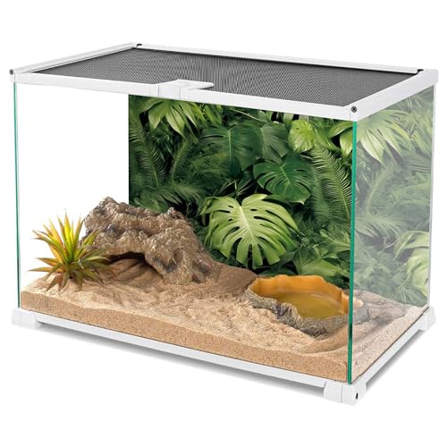 AWERT 48x24 inches Tropical Leaves Terrarium Background Polyester Reptile Habitat Background Rainforest Aquarium Background - size: 48x24in/120x60cm