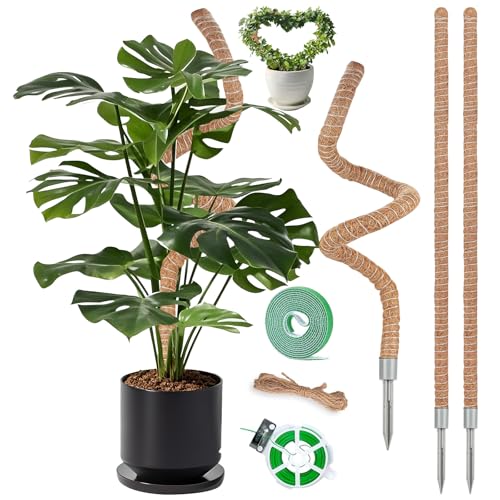 3 Pack Moss Pole, 48 Inch Monstera Plant Support, Moss Poles for Climbing Indoor Plants, Bendable Coco Coir Plant Support Stakes for Potted Plants, Pothos, Philodendron - size: 48 Inch - 3 Packs