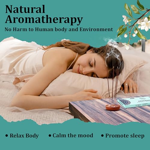 Peppermint Incense Sticks 100 gm Pack, Charcoal Free - 100% Natural,Organic Non Toxic Insence Sticks, Inscents Made with Flowers, Meditation Gifts for Spiritual Cleansing, Relaxation - color: Pepperment