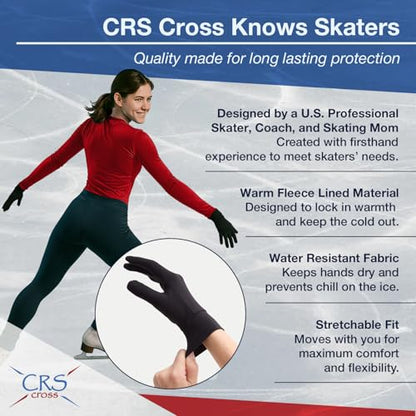 CRS Cross Padded Ice Skating Gloves. Warm Padded Protection for Figure Skating Testing, Practice, Dance Competitions, Roller Skaters and Cheerleading. - color: Black, size: Youth Small-Toddler