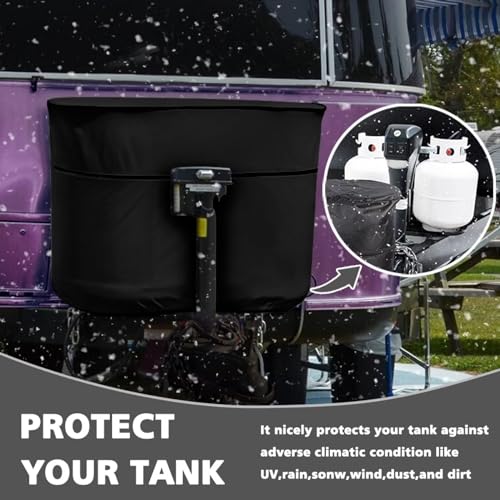 Black Camper Dual 30lb RV Propane Tank Cover Travel Trailer Propane Tank Cover Waterproof Heavy Duty Propane Gas Cylinder Cover - color: Black, size: M(30LB)