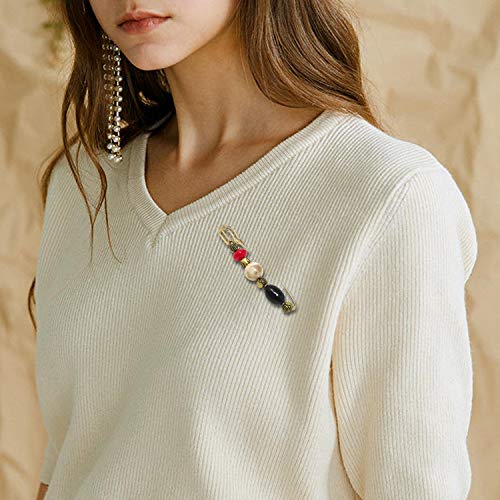 "Honbay 3PCS Vintage Beaded Brooch Large Safety Pins for Sweaters, Shawls, Collars, Dresses and Most Clothes"