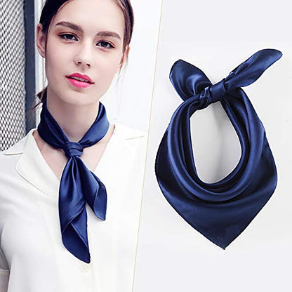 Glamorstar Satin Neck Scarf 6 Packs Square Handkerchief for Women - color: 6 Packs - Navy