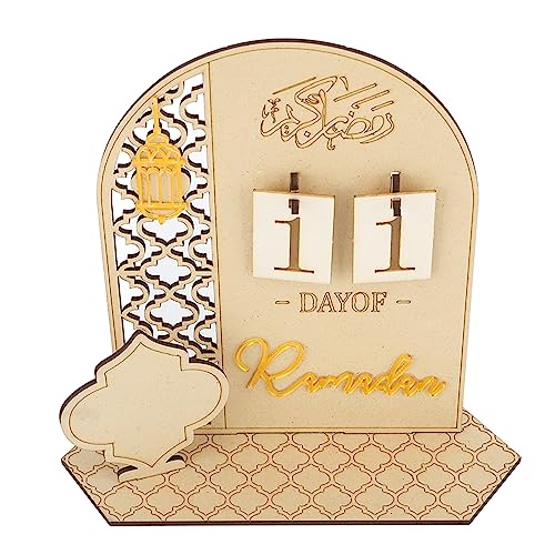 Ramadan Countdown Calendar Wooden Decorative Ornament DIY Eid Calendar Home Party Holiday Applicable Scene, Wooden Eid Mubarak Ornament Decorative DIY Ramadan Calendar Ornament