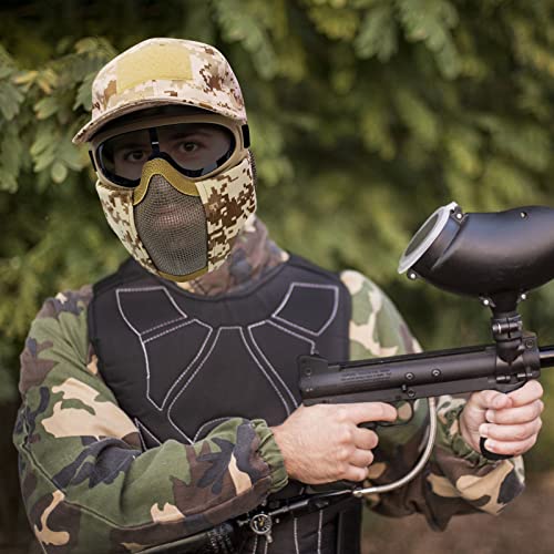 Airsoft Mask with Goggles, Foldable Half Face Airsoft Mesh Mask with Ear Protection for Paintball Shooting Cosplay CS Game - color: DD-3PCS, size: 3pcs