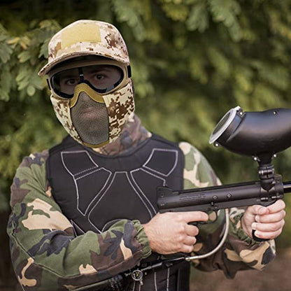 Airsoft Mask with Goggles, Foldable Half Face Airsoft Mesh Mask with Ear Protection for Paintball Shooting Cosplay CS Game - color: DD-3PCS, size: 3pcs