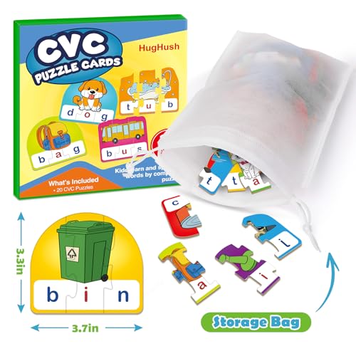 CVC Puzzle Cards for Kids,CVC Word Games,Toddler Speech Therapy Toys,3 Alphabet Letter Word Puzzles,Learning Reading Spelling Games,Preschool Kindergarten Classroom Must Haves - style: CVC