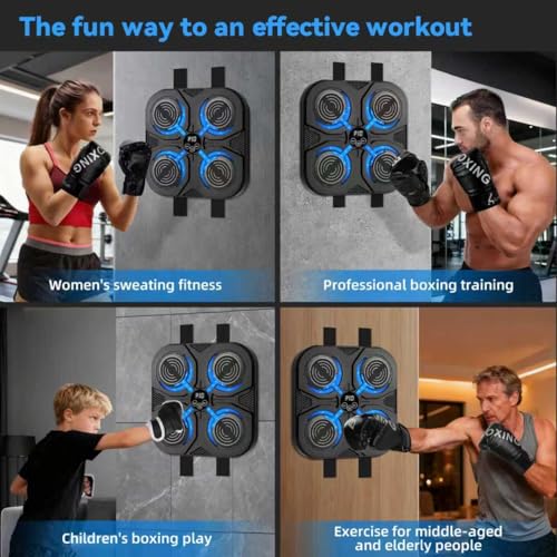 SoftGym Music Boxing Machine,Interactive Punching Trainer with LED Lights,Large Wall Mounted Boxing Target with Gloves for Home Gym,Cardio Workout Equipment for Adults and Kids