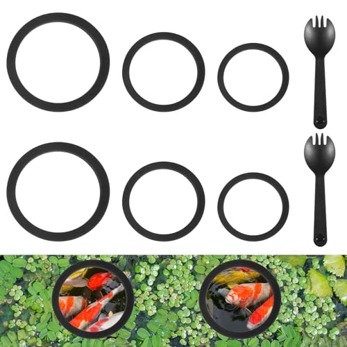 6PCS Aquarium Floating Plant Corral, Round Black EVA Fish Feeding Ring Set, Fish Tank Accessories for Mini Betta Tank, Floating Plants Holder|Feeder|Corral - style: 6 Round