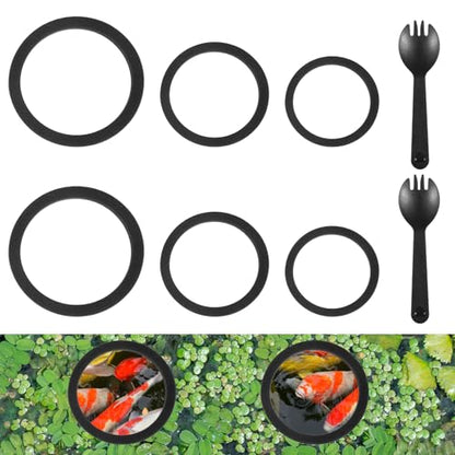 6PCS Aquarium Floating Plant Corral, Round Black EVA Fish Feeding Ring Set, Fish Tank Accessories for Mini Betta Tank, Floating Plants Holder|Feeder|Corral - style: 6 Round