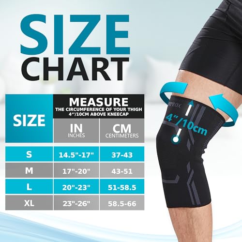 Bodyprox Knee Compression Sleeve for Men and Women (2 Pack), Knee Support Brace for Running and Work out (Large) - size: Large