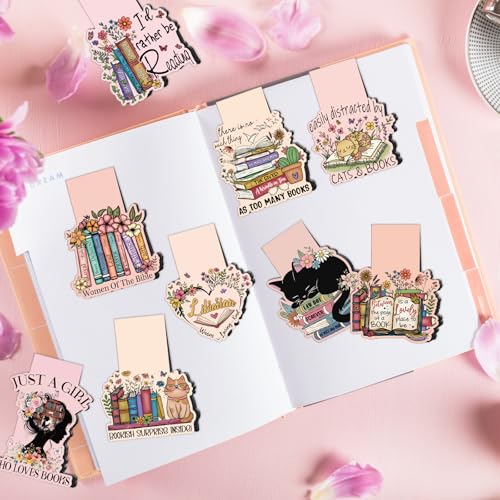Wxiben Book Lovers 자석 책갈피 - 9피스 재미있는 독서 책갈피 자석 레트로 북시 플로럴 북 마크 마그네틱 북 마크 페이지 마커 클립 선물 여성 남성 책 애호가 학생 교사 - style: 도서 애호가