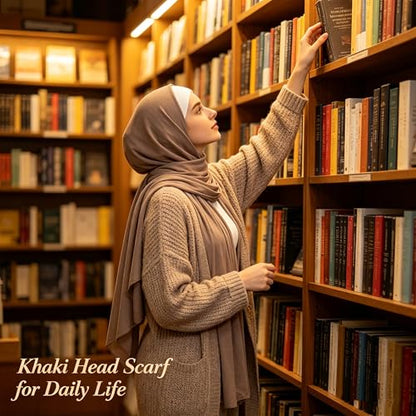 Hijab Scarf for Women, 3PCS Set with Undercap and Hijab Clip Lightweight Modal Muslim Head Wrap Scarf for Daily - color: Sy14-khika Hijab+white Undercap