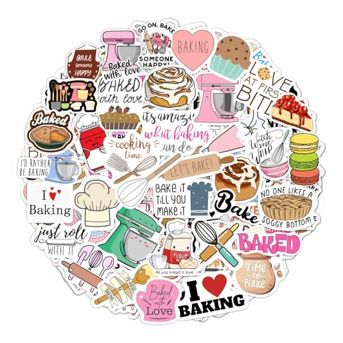 100Pcs Baking Stickers Funny, Bakery Stickers for Water Bottles - Baking Laptop Decals, Bakery Themed Party Decorations, Gifts for Women & Men - color: Baking Stickers