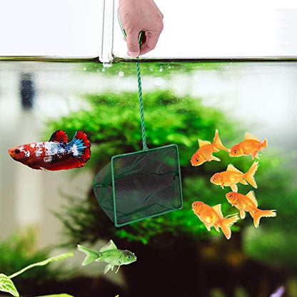 Lpraer 4in 5in 6in Aquarium Fish Net Green Fine Mesh Nylon Net Collection with 11" Long Handle Square Quick Catch Fish Net for Fish Tank - color: Green, size: 6 inch